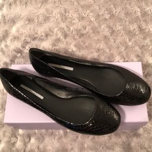 Vera Wang Black Snake Ballet Flats 8 1/2 NWT